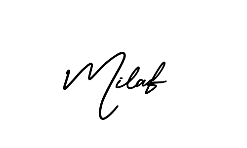 if you are searching for the best signature style for your name Milaf. so please give up your signature search. here we have designed multiple signature styles  using AmerikaSignatureDemo-Regular. Milaf signature style 3 images and pictures png