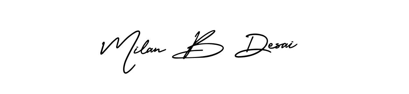 How to make Milan B Desai name signature. Use AmerikaSignatureDemo-Regular style for creating short signs online. This is the latest handwritten sign. Milan B Desai signature style 3 images and pictures png