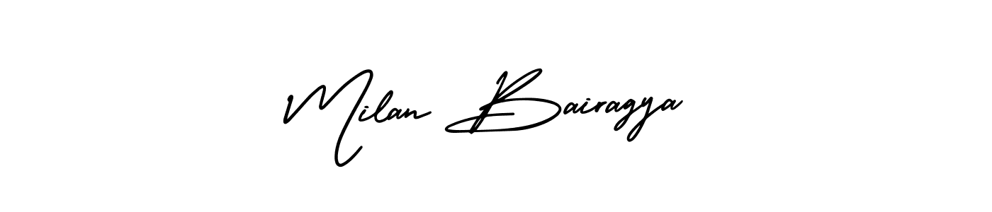 Milan Bairagya stylish signature style. Best Handwritten Sign (AmerikaSignatureDemo-Regular) for my name. Handwritten Signature Collection Ideas for my name Milan Bairagya. Milan Bairagya signature style 3 images and pictures png