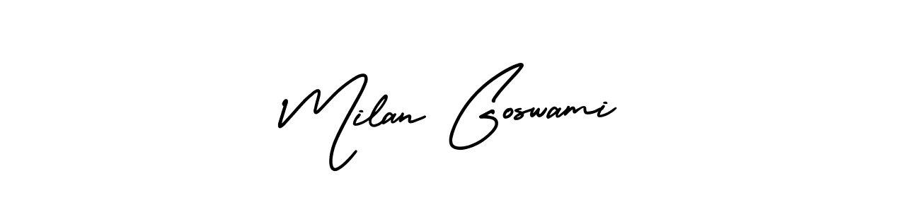 How to Draw Milan Goswami signature style? AmerikaSignatureDemo-Regular is a latest design signature styles for name Milan Goswami. Milan Goswami signature style 3 images and pictures png