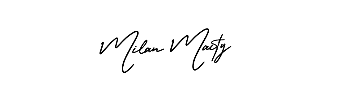 if you are searching for the best signature style for your name Milan Maity. so please give up your signature search. here we have designed multiple signature styles  using AmerikaSignatureDemo-Regular. Milan Maity signature style 3 images and pictures png