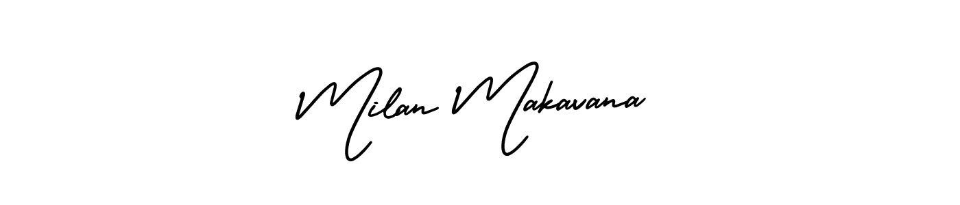 This is the best signature style for the Milan Makavana name. Also you like these signature font (AmerikaSignatureDemo-Regular). Mix name signature. Milan Makavana signature style 3 images and pictures png