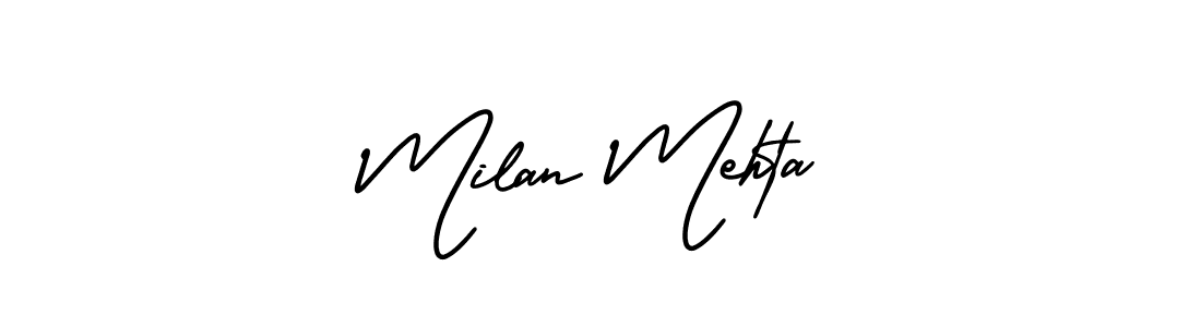 Similarly AmerikaSignatureDemo-Regular is the best handwritten signature design. Signature creator online .You can use it as an online autograph creator for name Milan Mehta. Milan Mehta signature style 3 images and pictures png