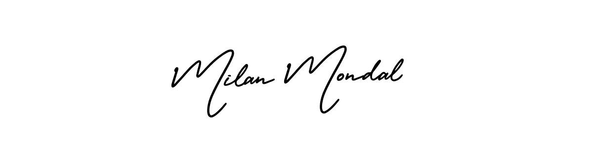 How to Draw Milan Mondal signature style? AmerikaSignatureDemo-Regular is a latest design signature styles for name Milan Mondal. Milan Mondal signature style 3 images and pictures png