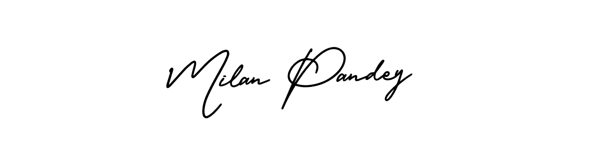 How to make Milan Pandey name signature. Use AmerikaSignatureDemo-Regular style for creating short signs online. This is the latest handwritten sign. Milan Pandey signature style 3 images and pictures png