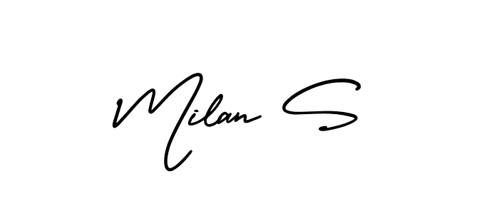 Create a beautiful signature design for name Milan S. With this signature (AmerikaSignatureDemo-Regular) fonts, you can make a handwritten signature for free. Milan S signature style 3 images and pictures png