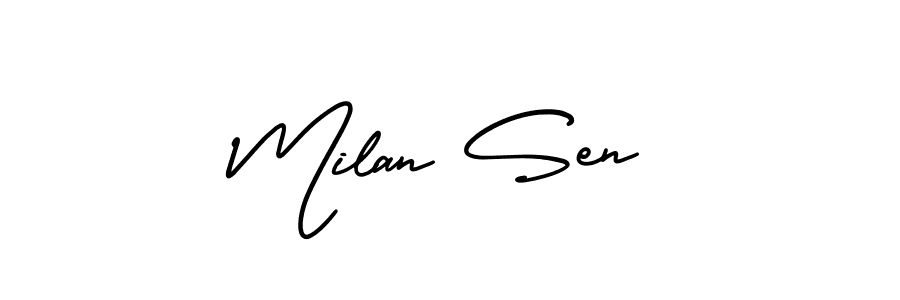 Design your own signature with our free online signature maker. With this signature software, you can create a handwritten (AmerikaSignatureDemo-Regular) signature for name Milan Sen. Milan Sen signature style 3 images and pictures png