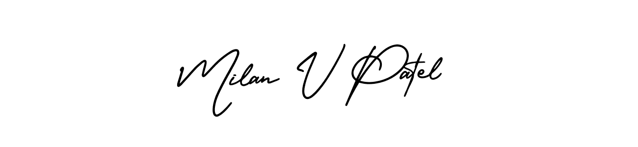 Create a beautiful signature design for name Milan V Patel. With this signature (AmerikaSignatureDemo-Regular) fonts, you can make a handwritten signature for free. Milan V Patel signature style 3 images and pictures png