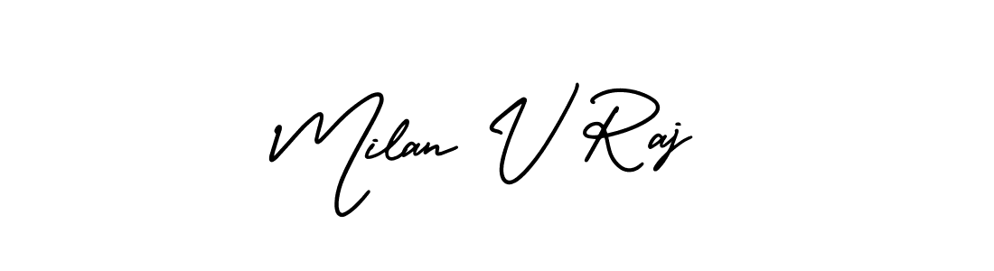 How to make Milan V Raj name signature. Use AmerikaSignatureDemo-Regular style for creating short signs online. This is the latest handwritten sign. Milan V Raj signature style 3 images and pictures png