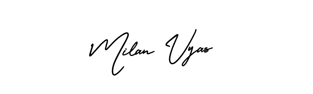 if you are searching for the best signature style for your name Milan Vyas. so please give up your signature search. here we have designed multiple signature styles  using AmerikaSignatureDemo-Regular. Milan Vyas signature style 3 images and pictures png