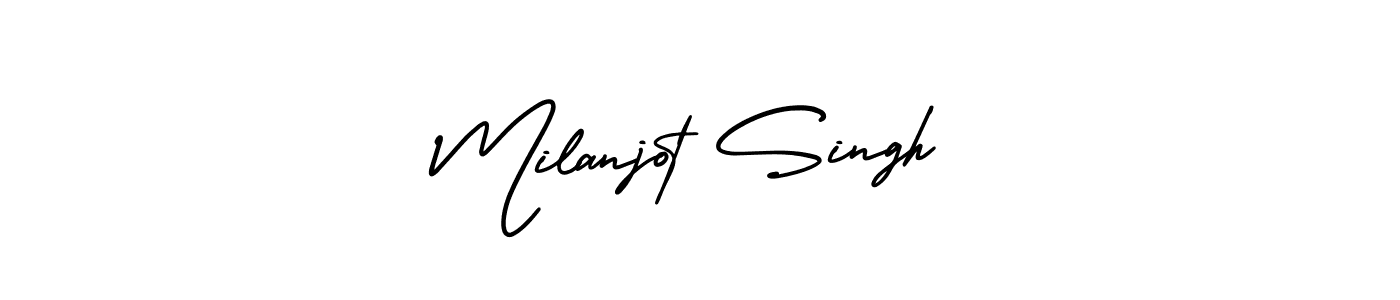 You should practise on your own different ways (AmerikaSignatureDemo-Regular) to write your name (Milanjot Singh) in signature. don't let someone else do it for you. Milanjot Singh signature style 3 images and pictures png
