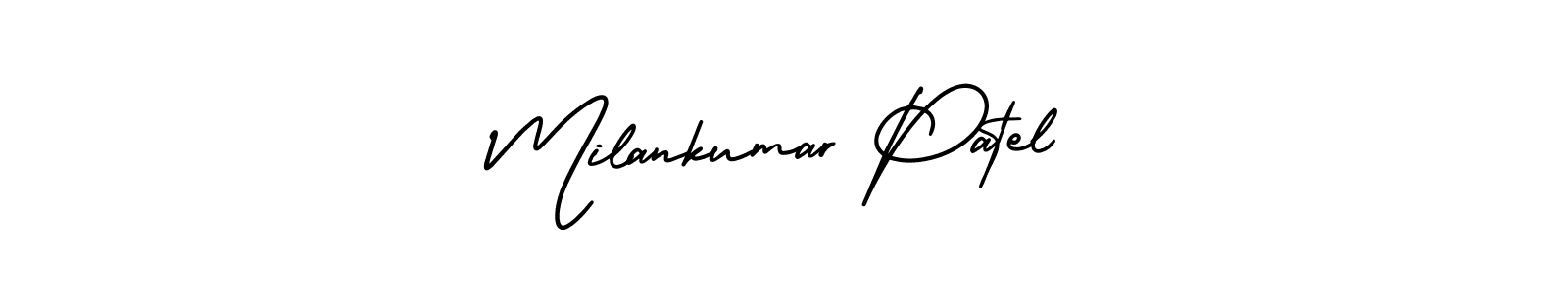 This is the best signature style for the Milankumar Patel name. Also you like these signature font (AmerikaSignatureDemo-Regular). Mix name signature. Milankumar Patel signature style 3 images and pictures png