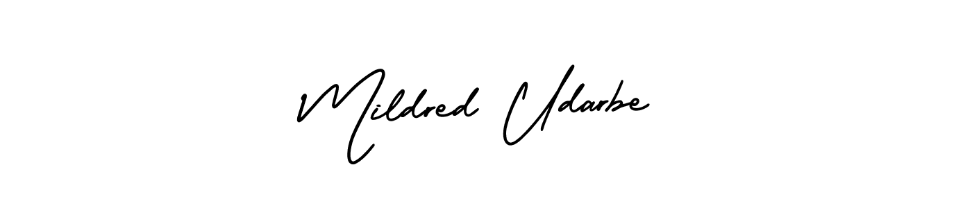 This is the best signature style for the Mildred Udarbe name. Also you like these signature font (AmerikaSignatureDemo-Regular). Mix name signature. Mildred Udarbe signature style 3 images and pictures png