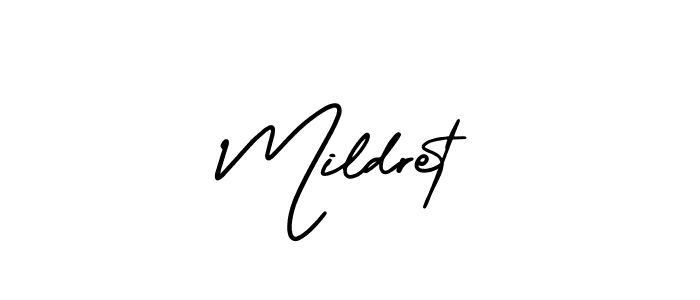The best way (AmerikaSignatureDemo-Regular) to make a short signature is to pick only two or three words in your name. The name Mildret include a total of six letters. For converting this name. Mildret signature style 3 images and pictures png