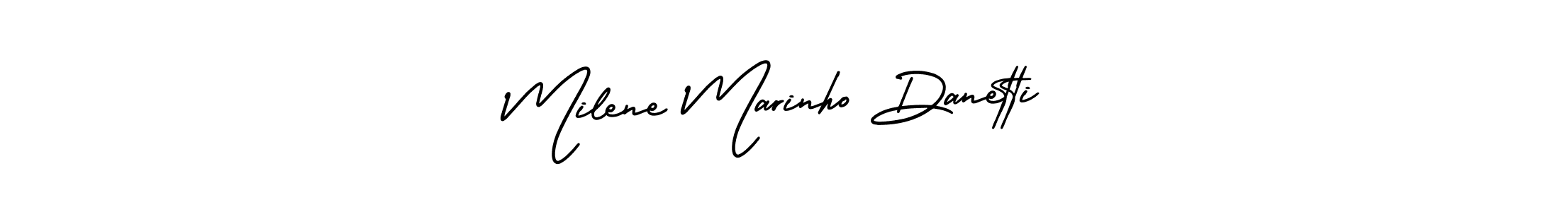 Create a beautiful signature design for name Milene Marinho Danetti. With this signature (AmerikaSignatureDemo-Regular) fonts, you can make a handwritten signature for free. Milene Marinho Danetti signature style 3 images and pictures png