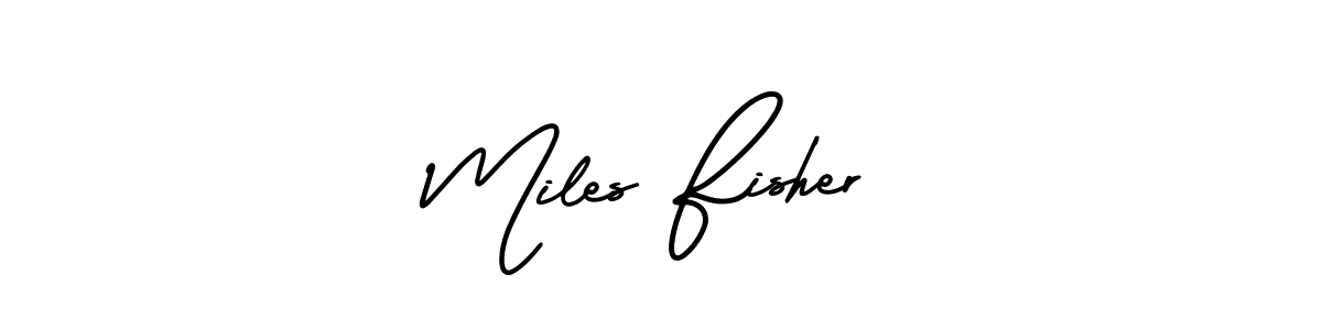 You should practise on your own different ways (AmerikaSignatureDemo-Regular) to write your name (Miles Fisher) in signature. don't let someone else do it for you. Miles Fisher signature style 3 images and pictures png