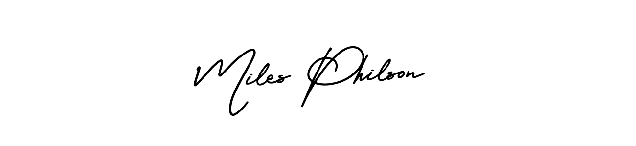 Create a beautiful signature design for name Miles Philson. With this signature (AmerikaSignatureDemo-Regular) fonts, you can make a handwritten signature for free. Miles Philson signature style 3 images and pictures png