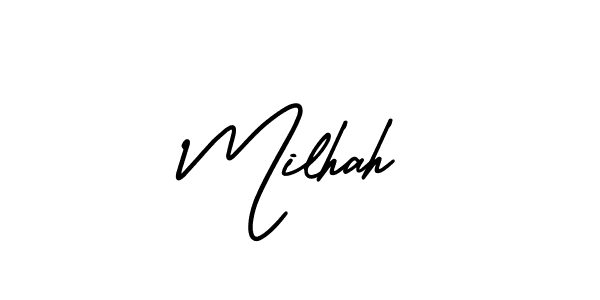 How to make Milhah signature? AmerikaSignatureDemo-Regular is a professional autograph style. Create handwritten signature for Milhah name. Milhah signature style 3 images and pictures png