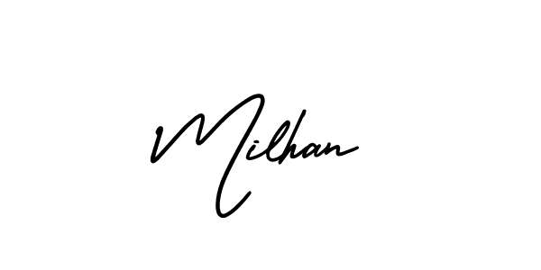 Check out images of Autograph of Milhan name. Actor Milhan Signature Style. AmerikaSignatureDemo-Regular is a professional sign style online. Milhan signature style 3 images and pictures png