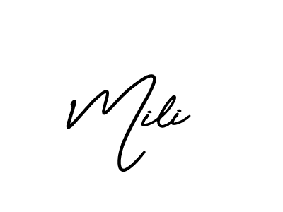 Mili stylish signature style. Best Handwritten Sign (AmerikaSignatureDemo-Regular) for my name. Handwritten Signature Collection Ideas for my name Mili. Mili signature style 3 images and pictures png