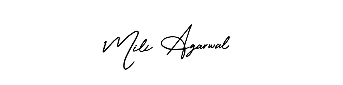 Also You can easily find your signature by using the search form. We will create Mili Agarwal name handwritten signature images for you free of cost using AmerikaSignatureDemo-Regular sign style. Mili Agarwal signature style 3 images and pictures png