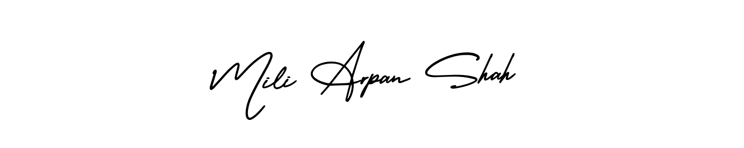 How to make Mili Arpan Shah name signature. Use AmerikaSignatureDemo-Regular style for creating short signs online. This is the latest handwritten sign. Mili Arpan Shah signature style 3 images and pictures png