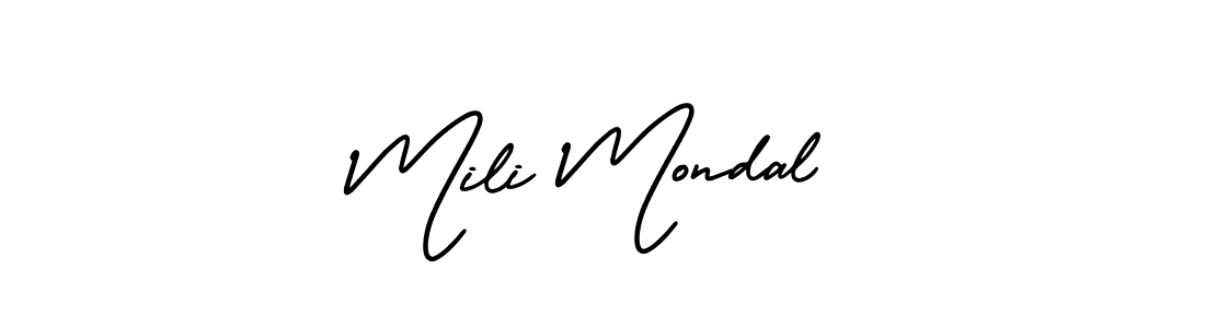 It looks lik you need a new signature style for name Mili Mondal. Design unique handwritten (AmerikaSignatureDemo-Regular) signature with our free signature maker in just a few clicks. Mili Mondal signature style 3 images and pictures png