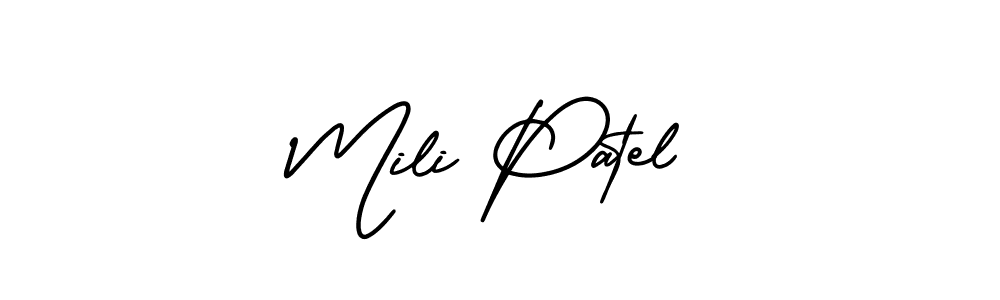 Create a beautiful signature design for name Mili Patel. With this signature (AmerikaSignatureDemo-Regular) fonts, you can make a handwritten signature for free. Mili Patel signature style 3 images and pictures png