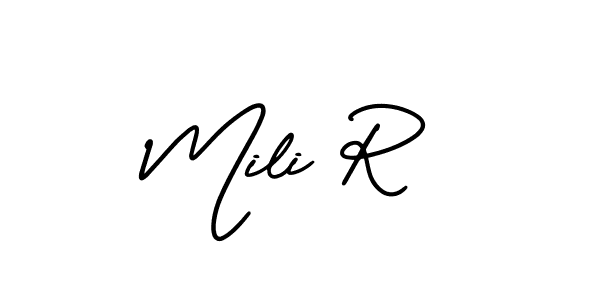 It looks lik you need a new signature style for name Mili R. Design unique handwritten (AmerikaSignatureDemo-Regular) signature with our free signature maker in just a few clicks. Mili R signature style 3 images and pictures png