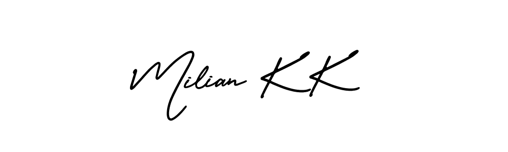 Also we have Milian K K name is the best signature style. Create professional handwritten signature collection using AmerikaSignatureDemo-Regular autograph style. Milian K K signature style 3 images and pictures png