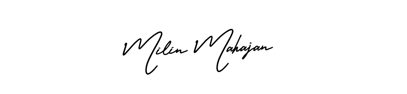 AmerikaSignatureDemo-Regular is a professional signature style that is perfect for those who want to add a touch of class to their signature. It is also a great choice for those who want to make their signature more unique. Get Milin Mahajan name to fancy signature for free. Milin Mahajan signature style 3 images and pictures png