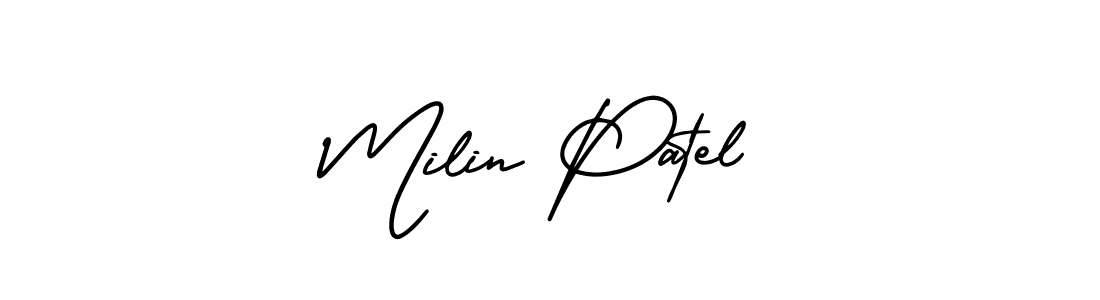 Make a beautiful signature design for name Milin Patel. With this signature (AmerikaSignatureDemo-Regular) style, you can create a handwritten signature for free. Milin Patel signature style 3 images and pictures png