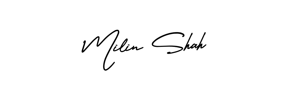 How to Draw Milin Shah signature style? AmerikaSignatureDemo-Regular is a latest design signature styles for name Milin Shah. Milin Shah signature style 3 images and pictures png