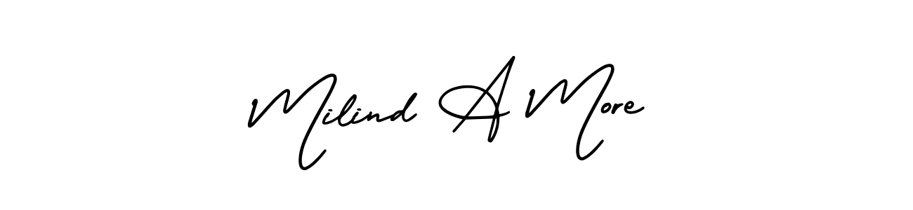 This is the best signature style for the Milind A More name. Also you like these signature font (AmerikaSignatureDemo-Regular). Mix name signature. Milind A More signature style 3 images and pictures png