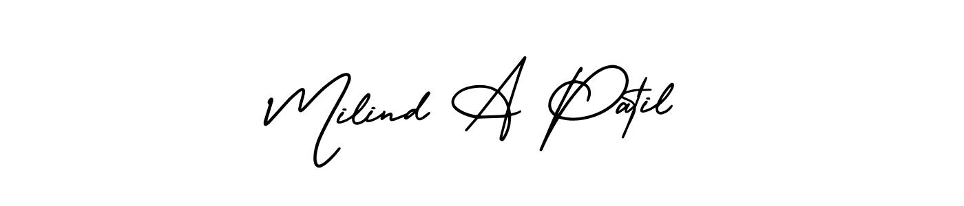 The best way (AmerikaSignatureDemo-Regular) to make a short signature is to pick only two or three words in your name. The name Milind A Patil include a total of six letters. For converting this name. Milind A Patil signature style 3 images and pictures png