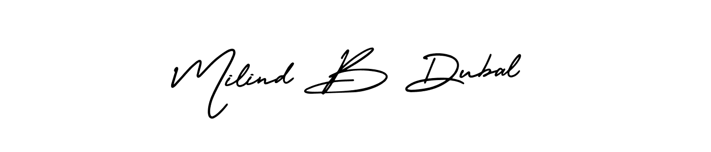 Also You can easily find your signature by using the search form. We will create Milind B Dubal name handwritten signature images for you free of cost using AmerikaSignatureDemo-Regular sign style. Milind B Dubal signature style 3 images and pictures png