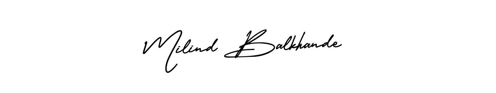 This is the best signature style for the Milind Balkhande name. Also you like these signature font (AmerikaSignatureDemo-Regular). Mix name signature. Milind Balkhande signature style 3 images and pictures png