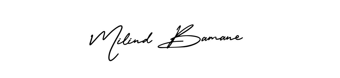 if you are searching for the best signature style for your name Milind Bamane. so please give up your signature search. here we have designed multiple signature styles  using AmerikaSignatureDemo-Regular. Milind Bamane signature style 3 images and pictures png
