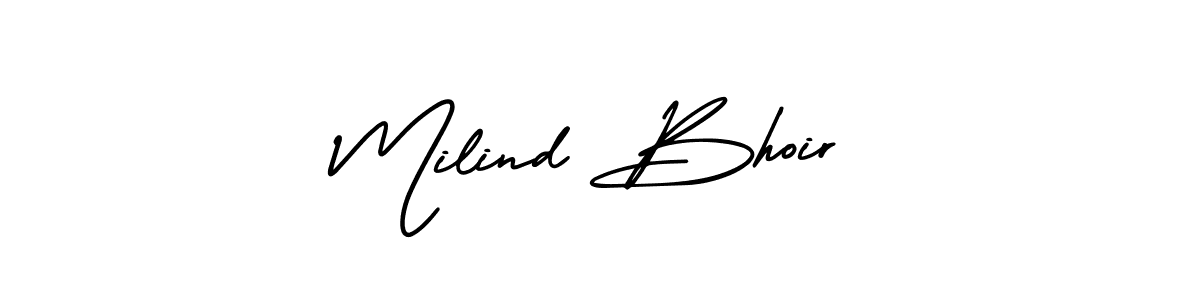 if you are searching for the best signature style for your name Milind Bhoir. so please give up your signature search. here we have designed multiple signature styles  using AmerikaSignatureDemo-Regular. Milind Bhoir signature style 3 images and pictures png