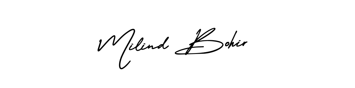 How to make Milind Bohir name signature. Use AmerikaSignatureDemo-Regular style for creating short signs online. This is the latest handwritten sign. Milind Bohir signature style 3 images and pictures png