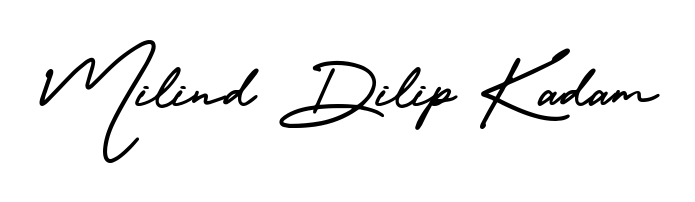 Express your personality with a custom Milind Dilip Kadam signature crafted with AmerikaSignatureDemo-Regular typography. Free transparent PNG download available. Milind Dilip Kadam signature style 3 images and pictures png