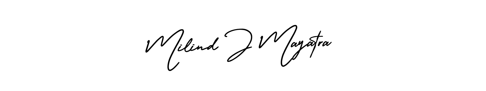 How to make Milind J Mayatra name signature. Use AmerikaSignatureDemo-Regular style for creating short signs online. This is the latest handwritten sign. Milind J Mayatra signature style 3 images and pictures png