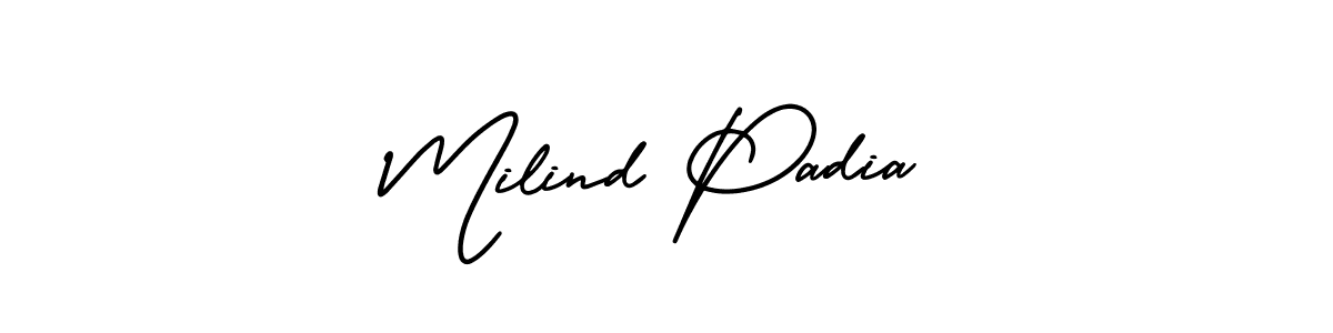 How to make Milind Padia name signature. Use AmerikaSignatureDemo-Regular style for creating short signs online. This is the latest handwritten sign. Milind Padia signature style 3 images and pictures png