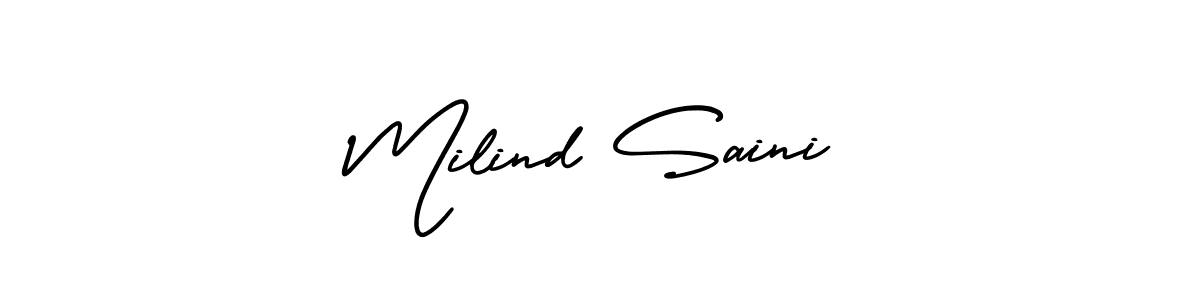 This is the best signature style for the Milind Saini name. Also you like these signature font (AmerikaSignatureDemo-Regular). Mix name signature. Milind Saini signature style 3 images and pictures png