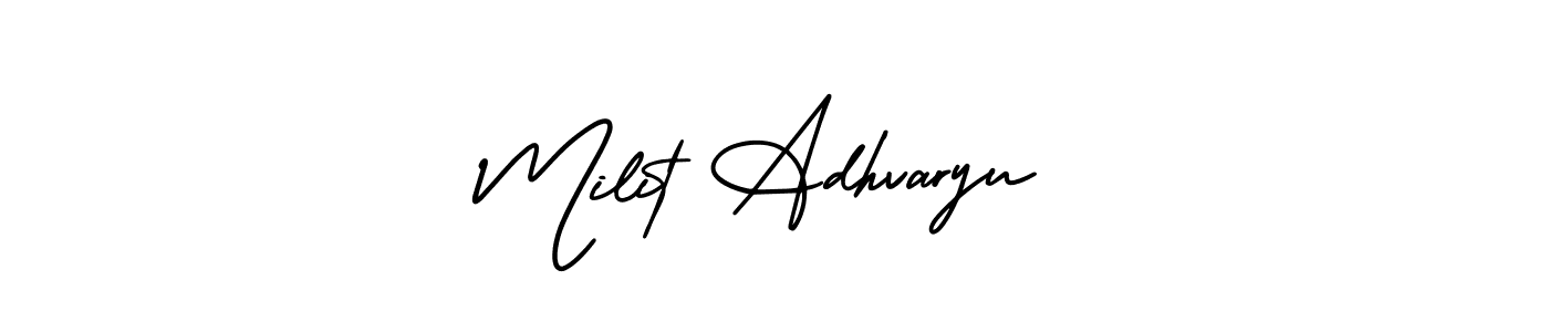 How to make Milit Adhvaryu name signature. Use AmerikaSignatureDemo-Regular style for creating short signs online. This is the latest handwritten sign. Milit Adhvaryu signature style 3 images and pictures png