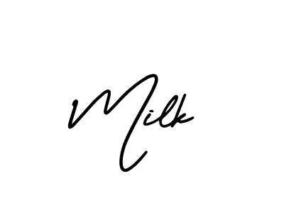 The best way (AmerikaSignatureDemo-Regular) to make a short signature is to pick only two or three words in your name. The name Milk include a total of six letters. For converting this name. Milk signature style 3 images and pictures png