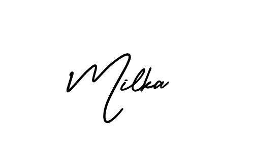 Milka stylish signature style. Best Handwritten Sign (AmerikaSignatureDemo-Regular) for my name. Handwritten Signature Collection Ideas for my name Milka. Milka signature style 3 images and pictures png