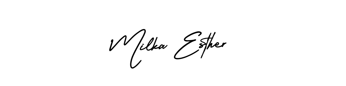 Make a beautiful signature design for name Milka Esther. With this signature (AmerikaSignatureDemo-Regular) style, you can create a handwritten signature for free. Milka Esther signature style 3 images and pictures png