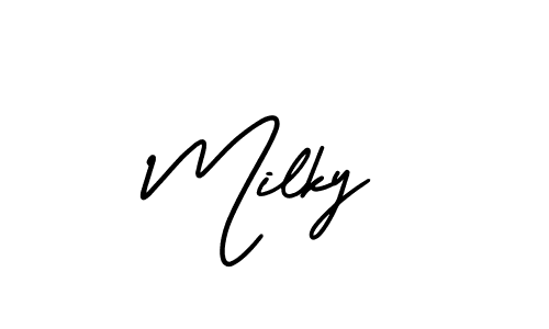 How to make Milky name signature. Use AmerikaSignatureDemo-Regular style for creating short signs online. This is the latest handwritten sign. Milky signature style 3 images and pictures png
