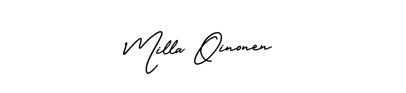 if you are searching for the best signature style for your name Milla Oinonen. so please give up your signature search. here we have designed multiple signature styles  using AmerikaSignatureDemo-Regular. Milla Oinonen signature style 3 images and pictures png